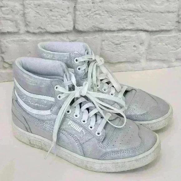 Puma silver high tops Shoes   Sz 6 - Picture 3 of 11